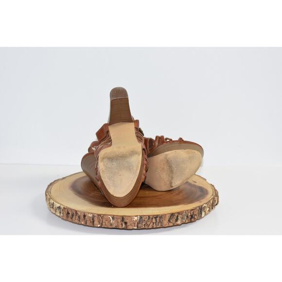 JustFab "Victoria" Strappy High Heel Sandals - Women's Size 8.5 - Brown Cognac - Picture 5 of 5